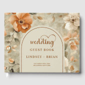 Chic Classic Boho Rusty Beige Olive Floral Wedding ゲストブック (正面)
