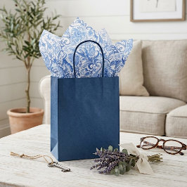 Chic Classy Blue Paisley Floral Art Tissue Paper 薄葉紙