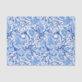 Chic Classy Blue Paisley Floral Art Tissue Paper 薄葉紙 (正面)