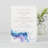 Chic Coastal Sea Beach Watercolor Couples Shower 招待状 (スタンド正面)