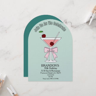 Chic Cocktail Adult Birthday Party 招待状