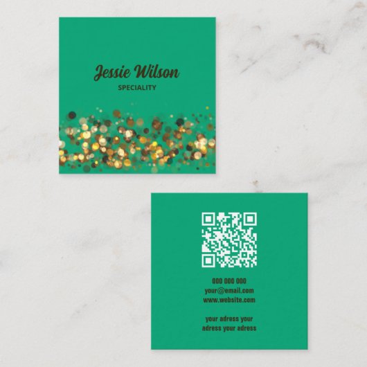 Chic colorful QR Code modern  スクエア名刺 (正面/裏面)