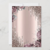 Chic Cool Glitter Crown Drop Dark Roses 招待状 (裏面)