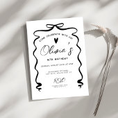 Chic coquette Black Bow 16th Birthday Party 招待状