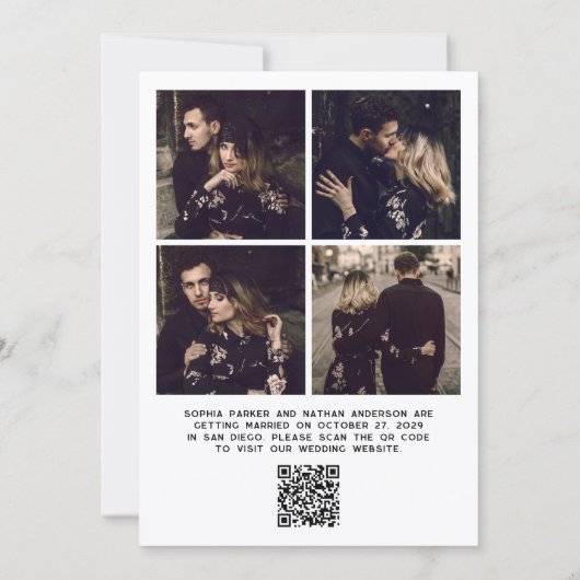 Chic Coquette Bow Multi Photo Grid  | Wedding セーブザデート (裏面)