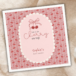 Chic Coquette Cherry On Top Pink Red Baby Shower  スタンダードカクテルナプキン