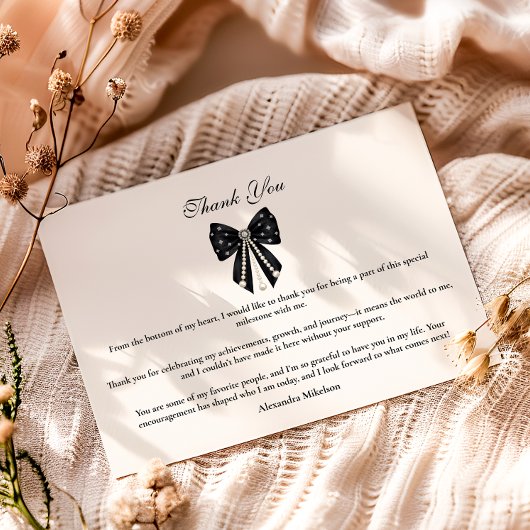 Chic Coquette Graduation Celebration サンキューカード