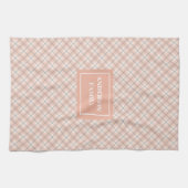 Chic Coral Grey Towel Personalized Kitchen Accent キッチンタオル (横)