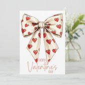 Chic Cream Bow Happy Valentines Day シーズンカード (スタンド正面)
