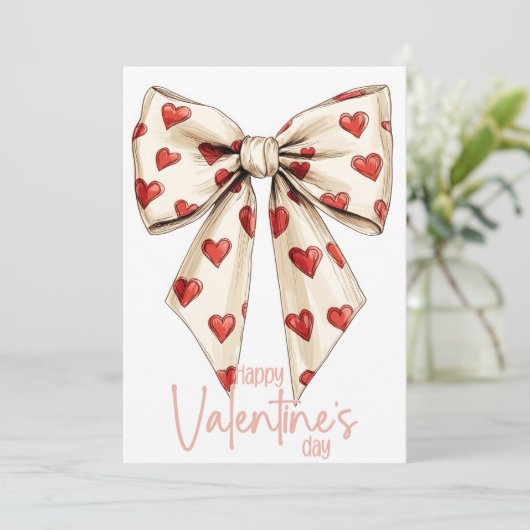 Chic Cream Bow Happy Valentines Day シーズンカード (スタンド正面)