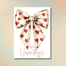 Chic Cream Bow Happy Valentines Day シーズンカード