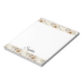 Chic Cream Brown Flowers ノートパッド (回転)