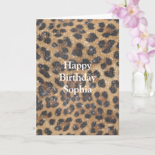 Chic Cream Brown Leopard Animal Print Sparkle カード (蘭)