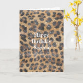 Chic Cream Brown Leopard Animal Print Sparkle カード (黄色い花)