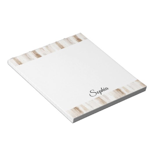 Chic Cream Brown Stripes ノートパッド (アングル)