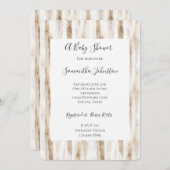 Chic Cream Brown Stripes Baby Shower 招待状 (正面/裏面)