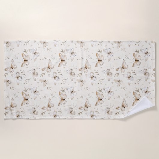 Chic Cream Butterflies   ビーチタオル (正面)