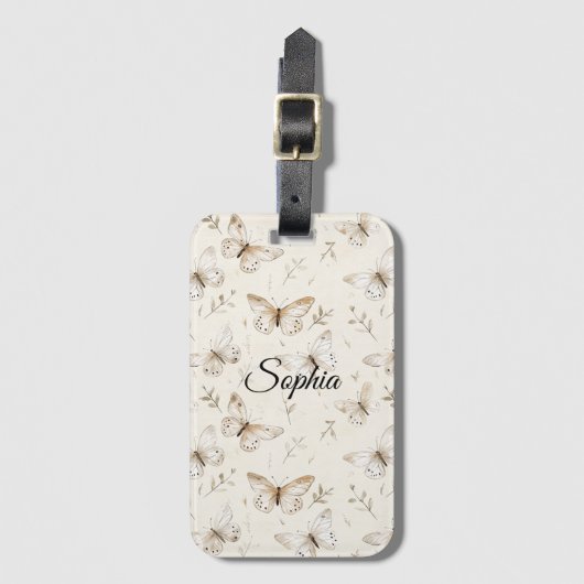Chic Cream Butterflies   ラゲッジタグ (正面縦)