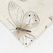 Chic Cream Butterflies Baby Shower フリースブランケット (角)