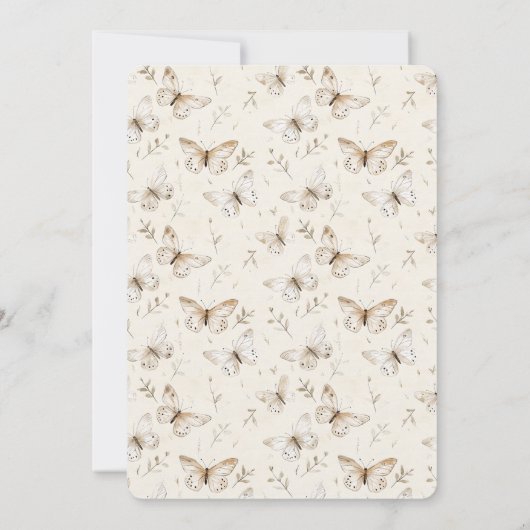 Chic Cream Butterflies Baby Shower 招待状 (裏面)