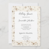 Chic Cream Butterflies Baby Shower 招待状 (正面)