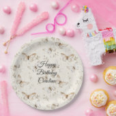 Chic Cream Butterflies Birthday ペーパープレート (パーティー)
