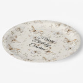 Chic Cream Butterflies Birthday ペーパープレート (アングル)