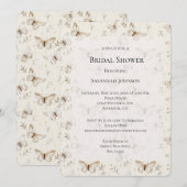 Chic Cream Butterflies Birthday Bridal Shower 招待状 (正面/裏面)