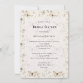 Chic Cream Butterflies Birthday Bridal Shower 招待状 (正面)