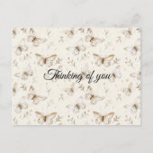 Chic Cream Butterflies Thinking of you ポストカード (正面)