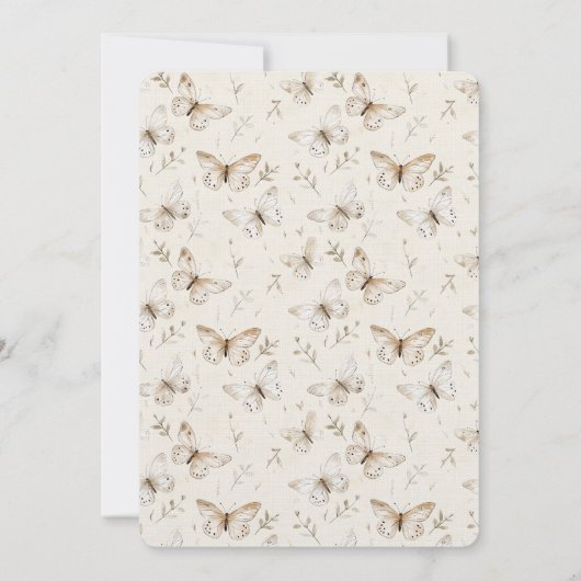Chic Cream Butterflies Wedding 招待状 (裏面)