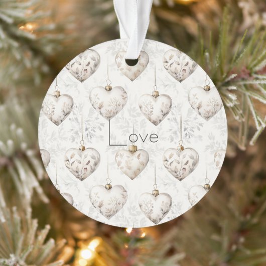 Chic Cream Grey Hearts Ornaments   オーナメント (ツリー)