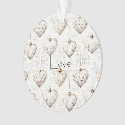 Chic Cream Grey Hearts Ornaments   オーナメント (正面)