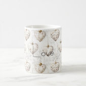 Chic Cream Grey Hearts Ornaments   コーヒーマグカップ (中央)