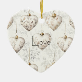 Chic Cream Grey Hearts Ornaments   セラミックオーナメント