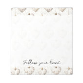 Chic Cream Grey Hearts Ornaments   ノートパッド (正面)