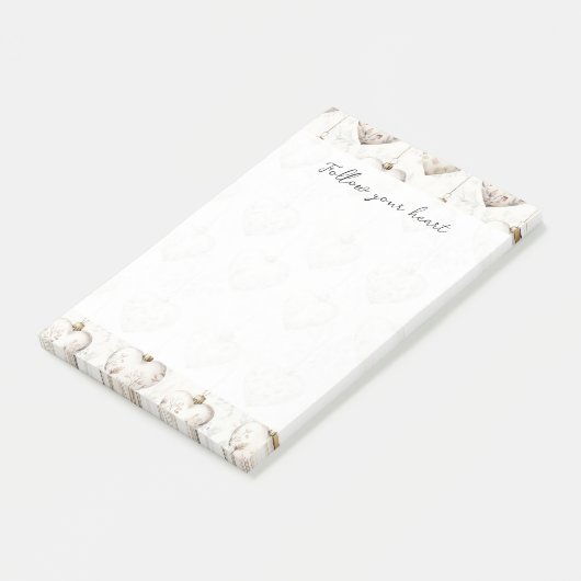 Chic Cream Grey Hearts Ornaments   ポストイット (アングル)