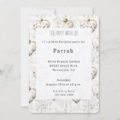 Chic Cream Grey Hearts Ornaments Birthday   招待状 (正面)