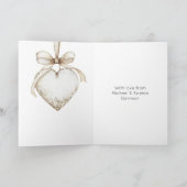 Chic Cream Grey Hearts Ornaments Wedding カード (内部)