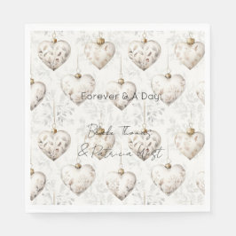 Chic Cream Grey Hearts Ornaments Wedding スタンダードランチョンナプキン