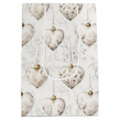 Chic Cream Grey Hearts Ornaments Wedding ミディアムペーパーバッグ (裏面)