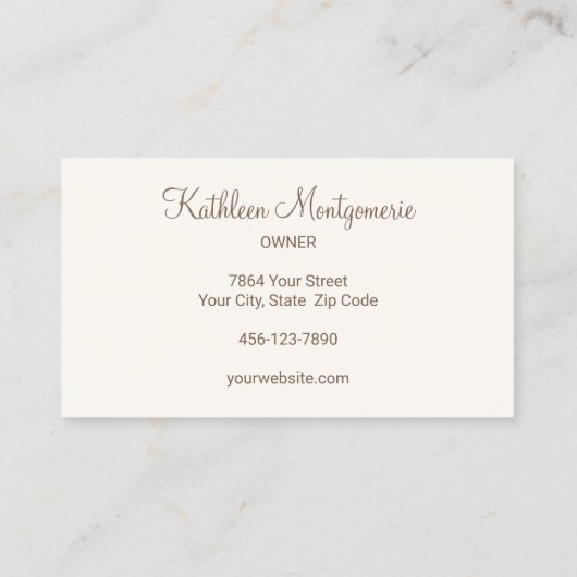 Chic Cream Mocha Script Photo Lashes and Brows 名刺 (裏面)