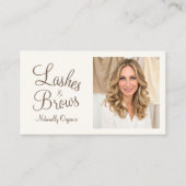 Chic Cream Mocha Script Photo Lashes and Brows 名刺 (正面)