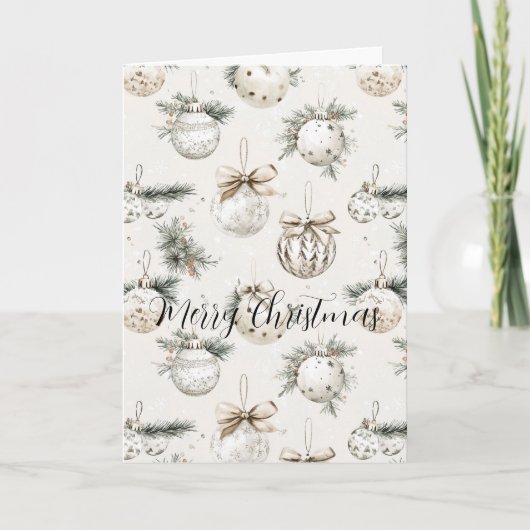 Chic Cream Ornaments Christmas カード (正面)