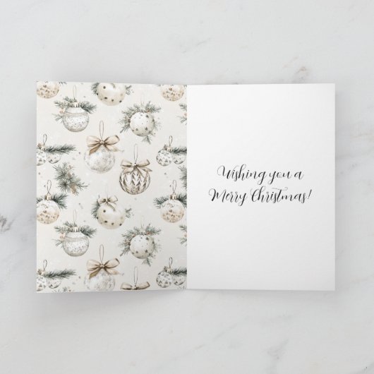 Chic Cream Ornaments Christmas カード (内部)