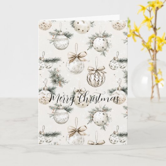 Chic Cream Ornaments Christmas カード (黄色い花)