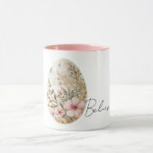 Chic Cream Pink Spring Flowers Easter Egg  マグカップ (中央)