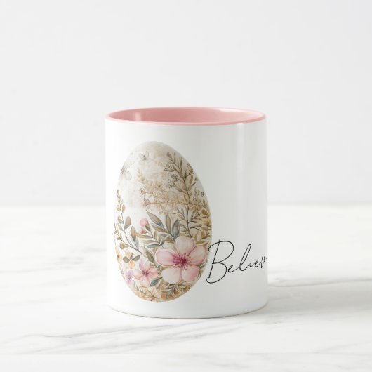 Chic Cream Pink Spring Flowers Easter Egg  マグカップ (中央)