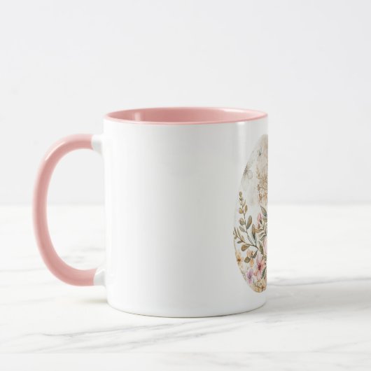 Chic Cream Pink Spring Flowers Easter Egg  マグカップ (左)
