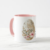 Chic Cream Pink Spring Flowers Easter Egg  マグカップ (正面左)